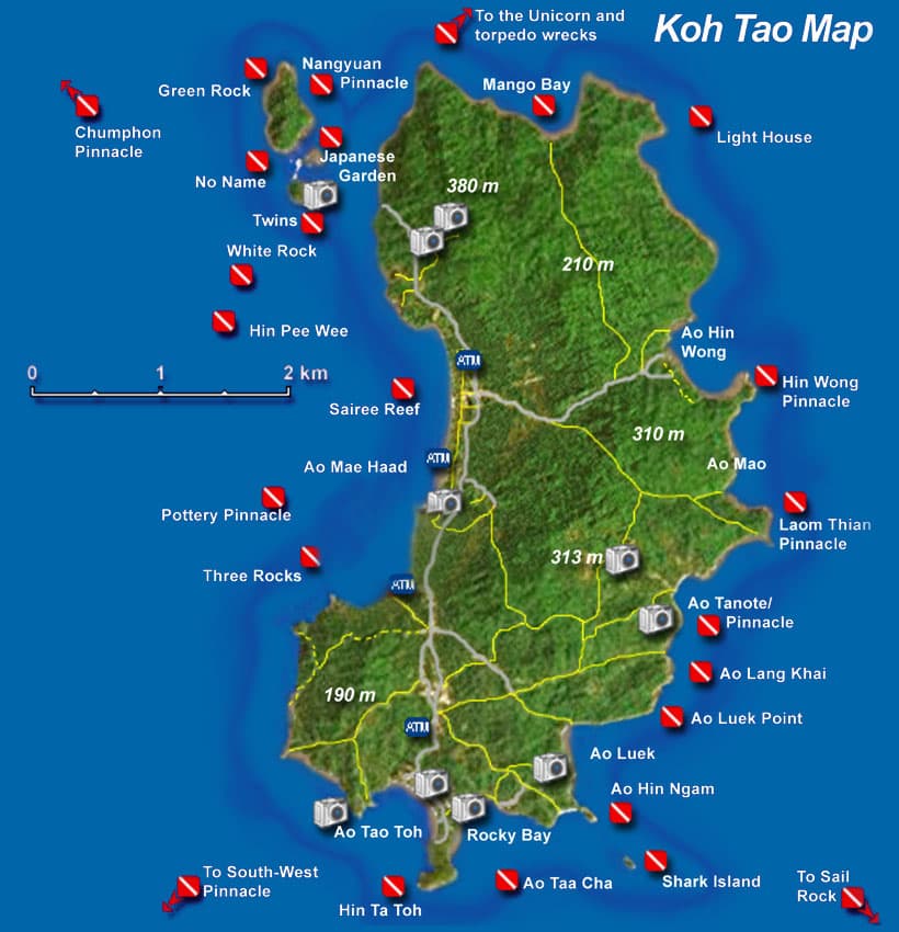 Koh Tao Dive Sites Map